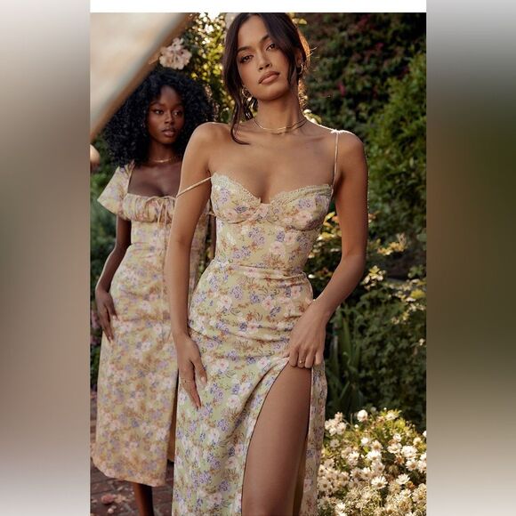 House of CB Charlotte Peony Print Midi Dress Plus Cup L NWOT - Picture 6 of 16